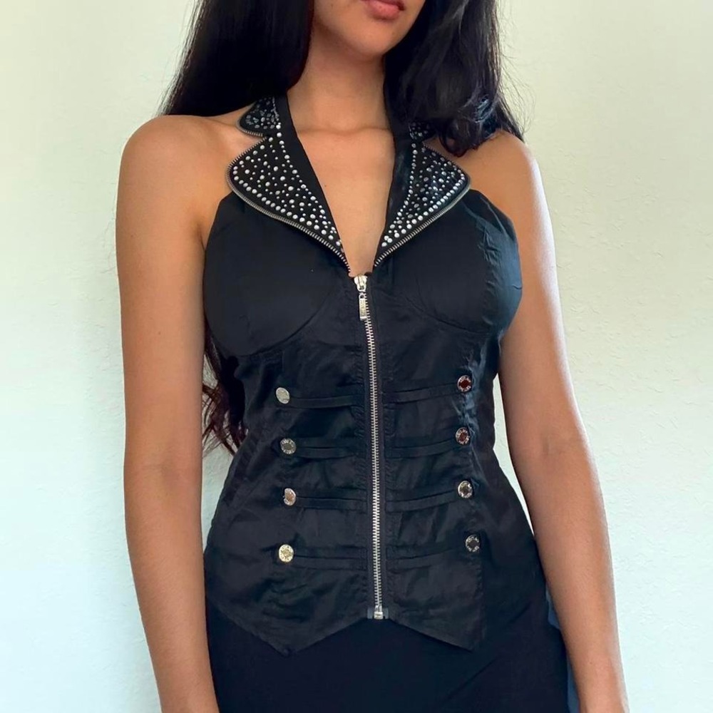Bold and edgy black halter top